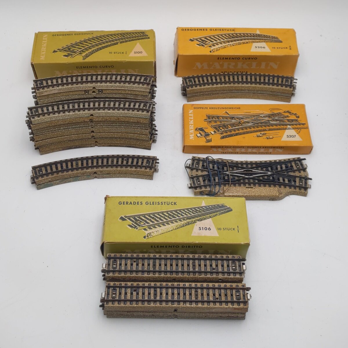 Marklin HO Scale M Track: 5106, 5200, 5206, 5100, 5207 [37] VG