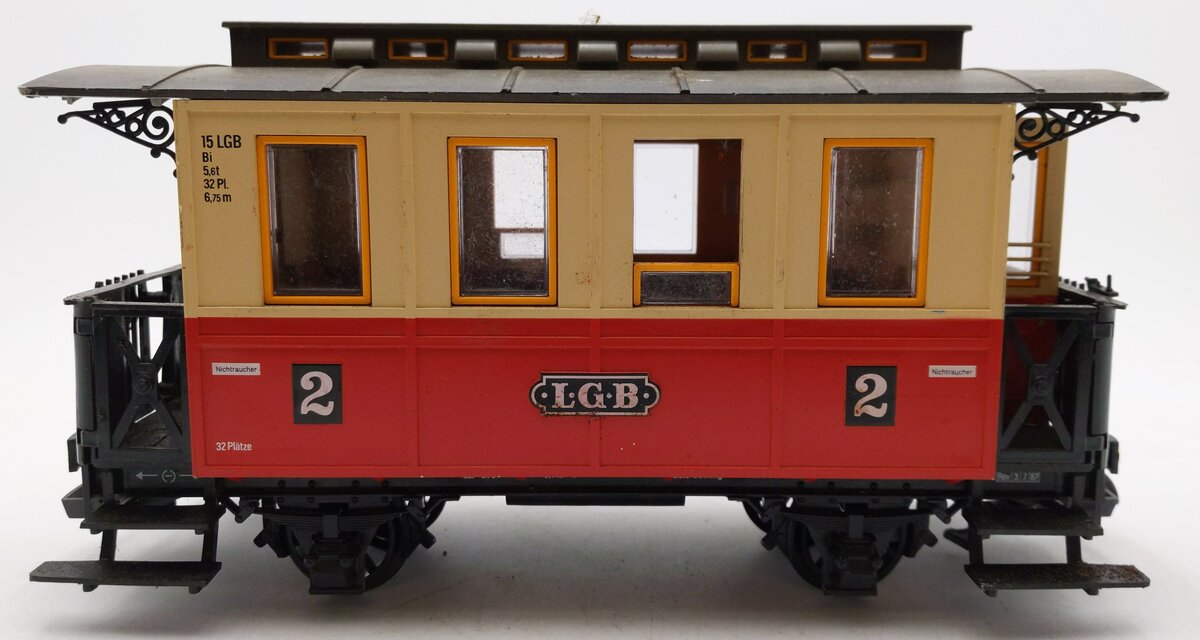 LGB 3010 G Scale Red & Yellow 4-Wheel Passenger Car VG