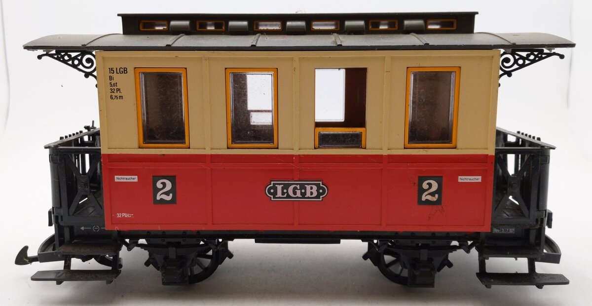 LGB 3010 G Scale Red & Yellow 4-Wheel Passenger Car VG
