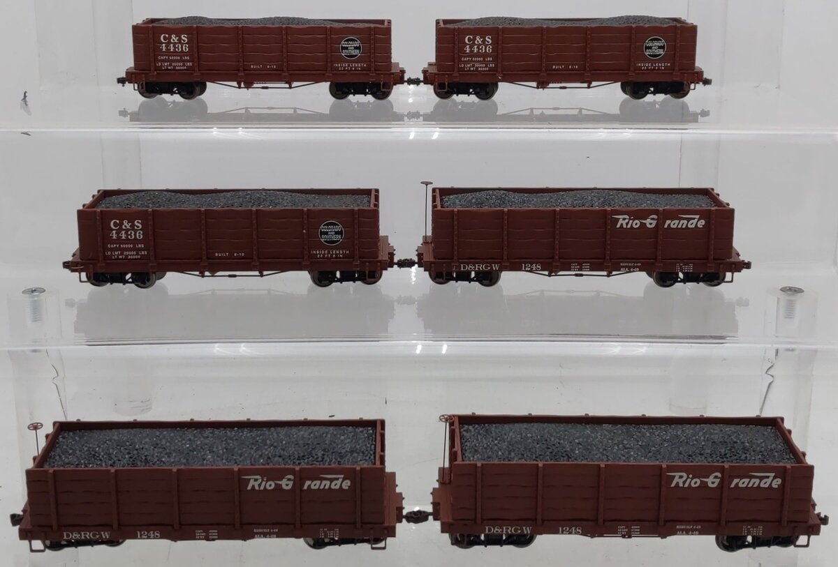 Bachmann HO Scale Gondola Cars W/Coal Loads #1248,1248,1248,4436,4436,4436 [6] VG