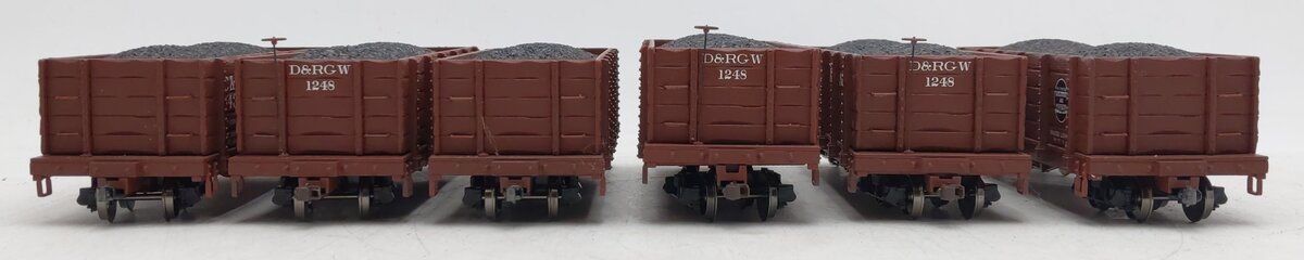 Bachmann HO Scale Gondola Cars W/Coal Loads #1248,1248,1248,4436,4436,4436 [6] VG