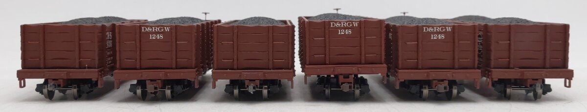 Bachmann HO Scale Gondola Cars W/Coal Loads #1248,1248,1248,4436,4436,4436 [6] VG