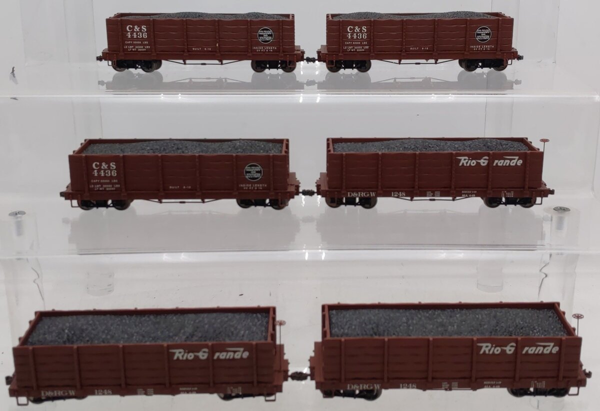 Bachmann HO Scale Gondola Cars W/Coal Loads #1248,1248,1248,4436,4436,4436 [6] VG