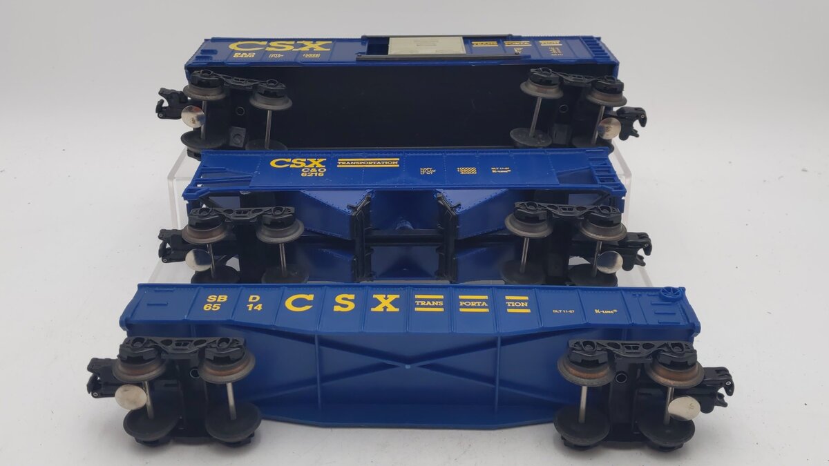 K-Line O Gauge CSX Freight Cars: K6216, K6514, K6420 [3] EX
