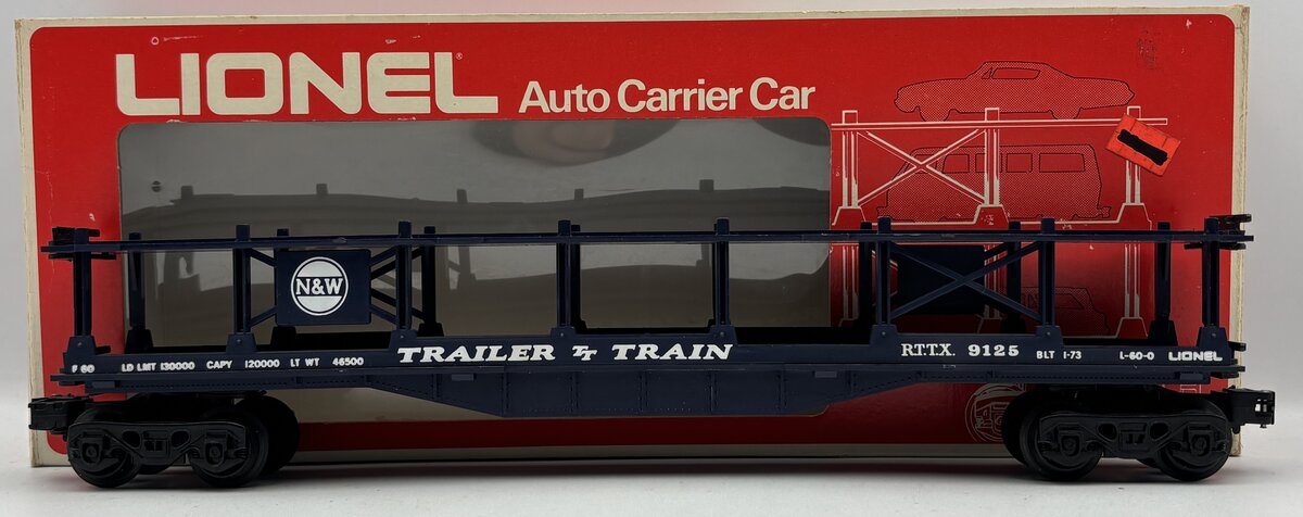 Lionel 6-9123 O Gauge Norfolk & Western 2-Tier Auto Carrier Car EX/Box