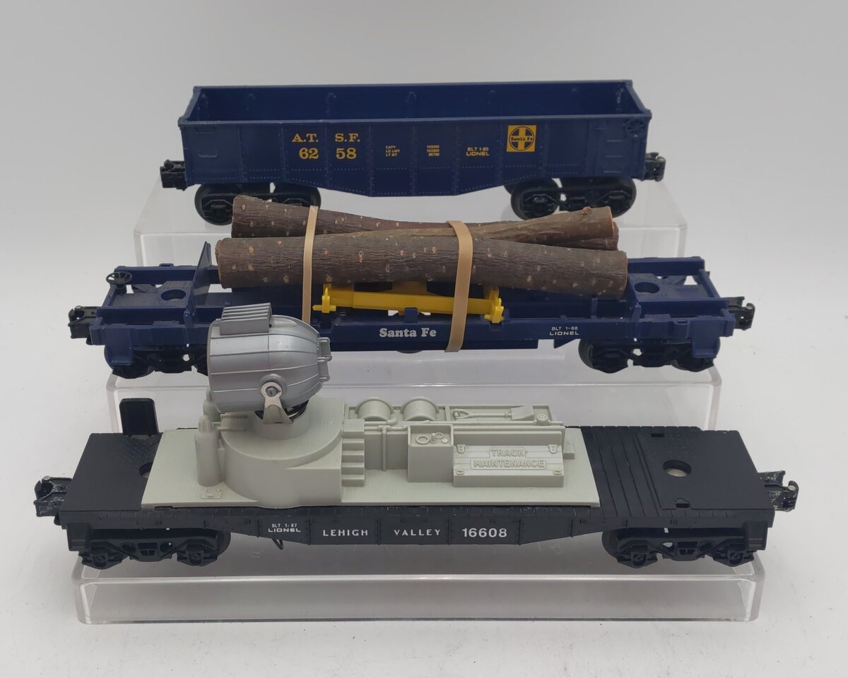 Lionel O Gauge Freight Cars: 6-16611, 6-16608, 6-6258 [3] EX