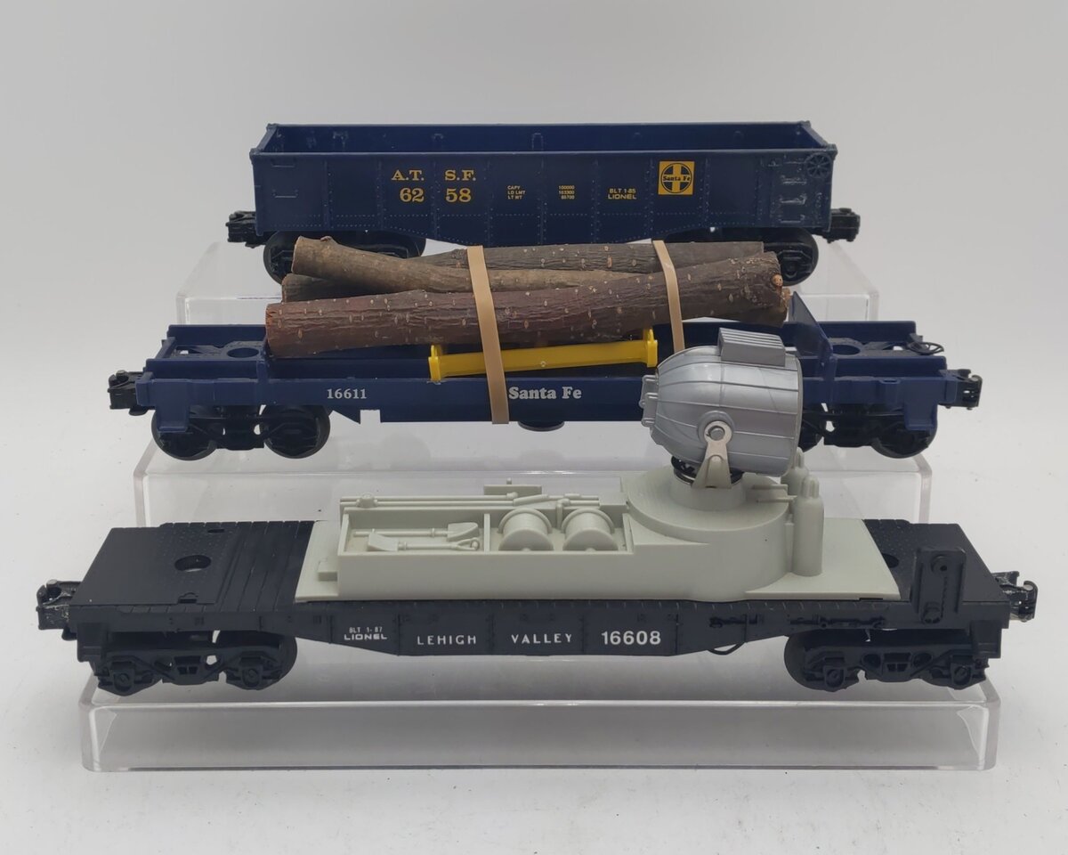 Lionel O Gauge Freight Cars: 6-16611, 6-16608, 6-6258 [3] EX