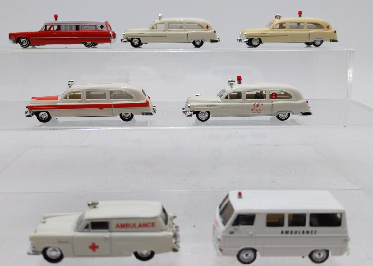 Busch & Other Assorted HO Scale Ambulance Cars [7] LN