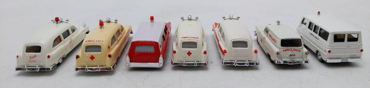 Busch & Other Assorted HO Scale Ambulance Cars [7] LN
