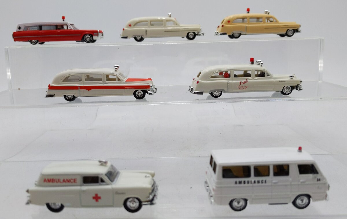 Busch & Other Assorted HO Scale Ambulance Cars [7] LN