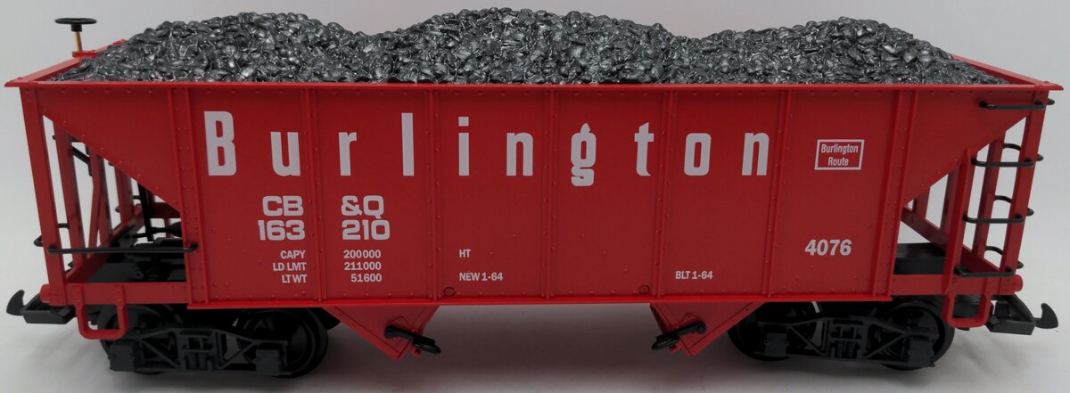 LGB 4076-M01 G Scale Burlington Hopper with Coal Load #163210 EX/Box