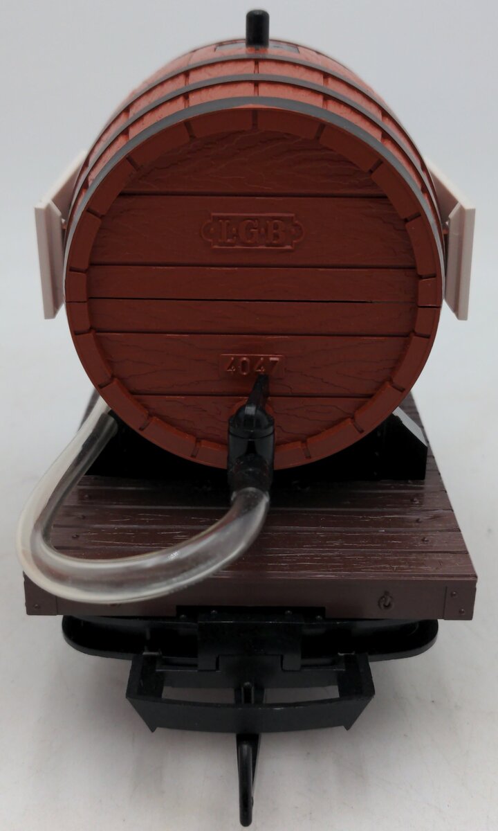 LGB 4047 G Scale Flatcar with Ferdinand Pieroth Whiskey Barrel EX/Box