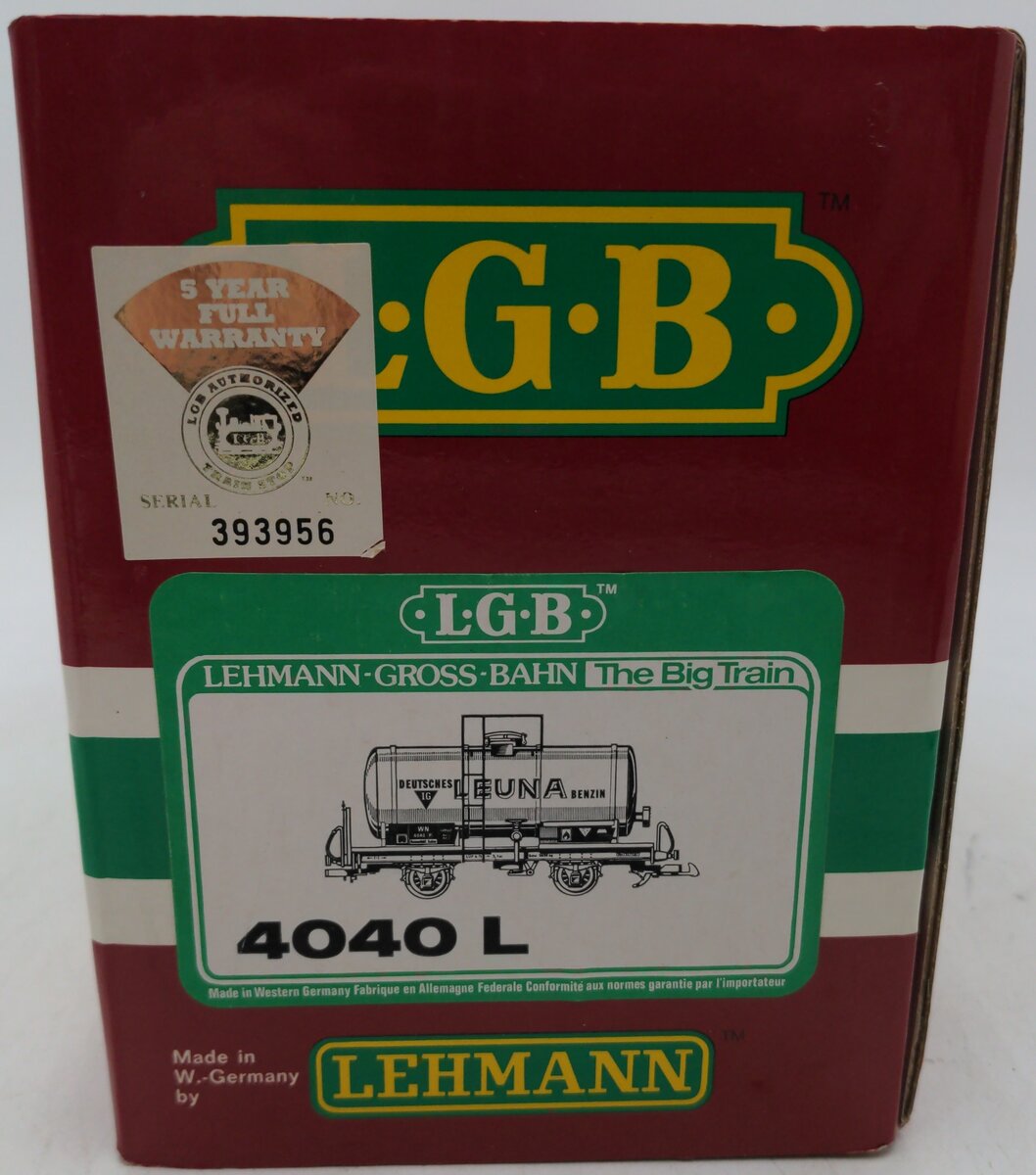 LGB 4040L G Scale Leuna Single Dome Tank Car EX/Box