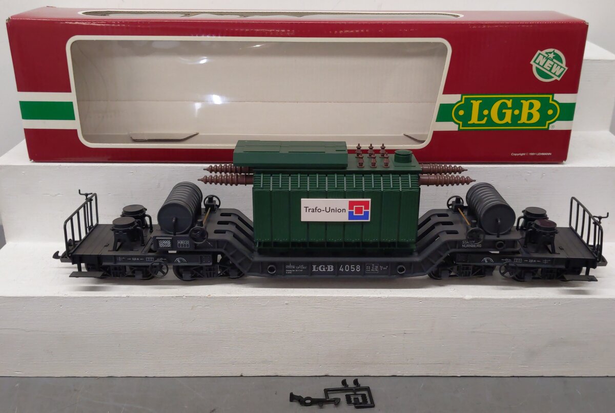 LGB 4058 G Scale Trafo-Union Depressed Center Transformer Flatcar EX/Box