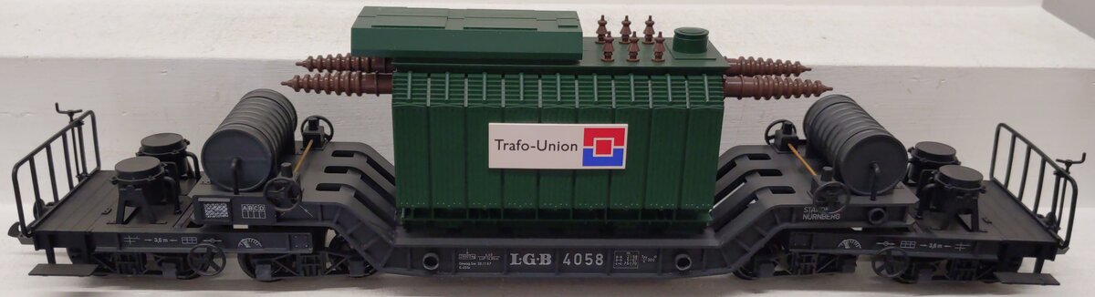 LGB 4058 G Scale Trafo-Union Depressed Center Transformer Flatcar EX/Box