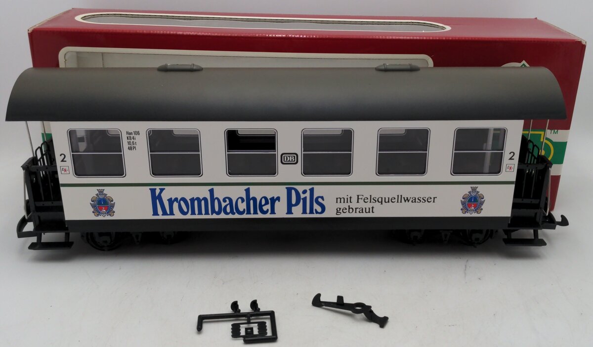 LGB 3172 G Scale Krombacher Pils Passenger Car w/Plastic Wheels EX/Box
