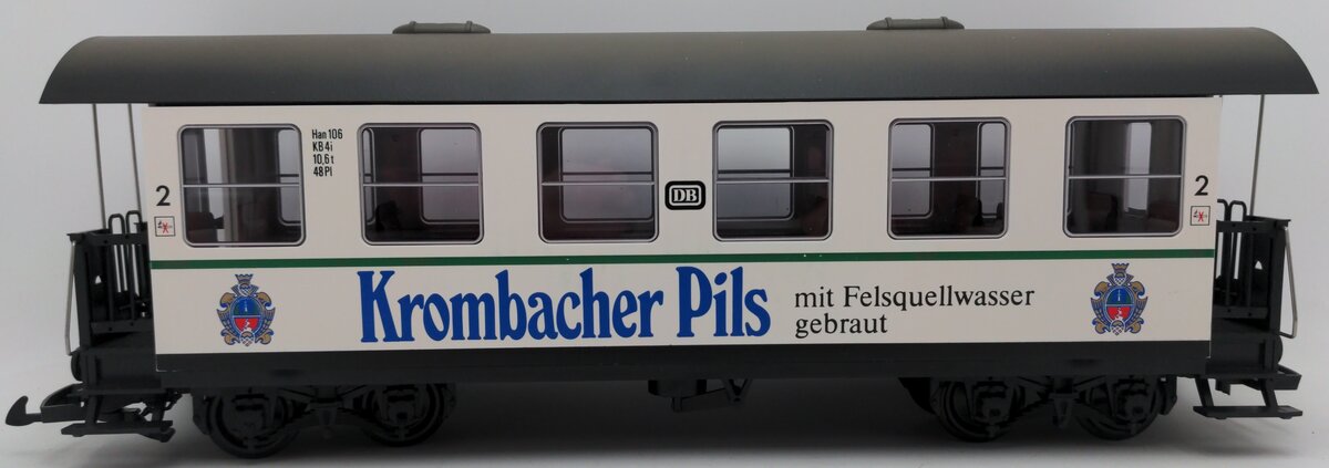 LGB 3172 G Scale Krombacher Pils Passenger Car w/Plastic Wheels EX/Box