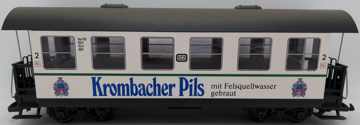 LGB 3172 G Scale Krombacher Pils Passenger Car w/Plastic Wheels EX/Box
