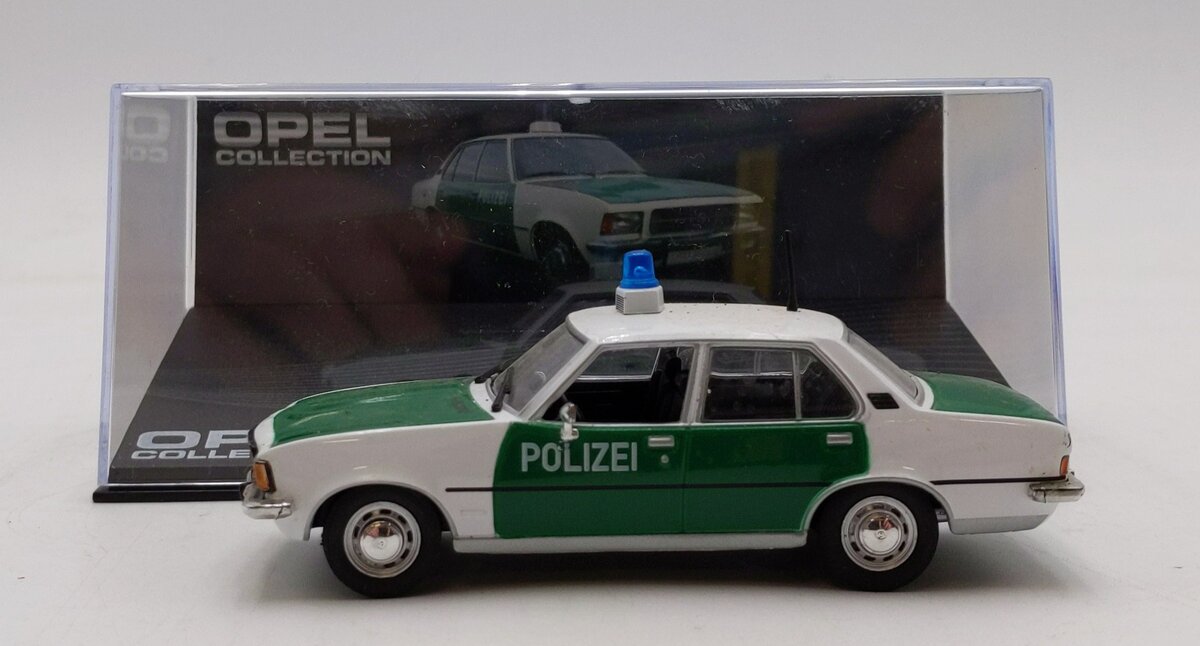 Opel Rekord D 1972-19771:43 Scale police model car Opel Collection LN/Box