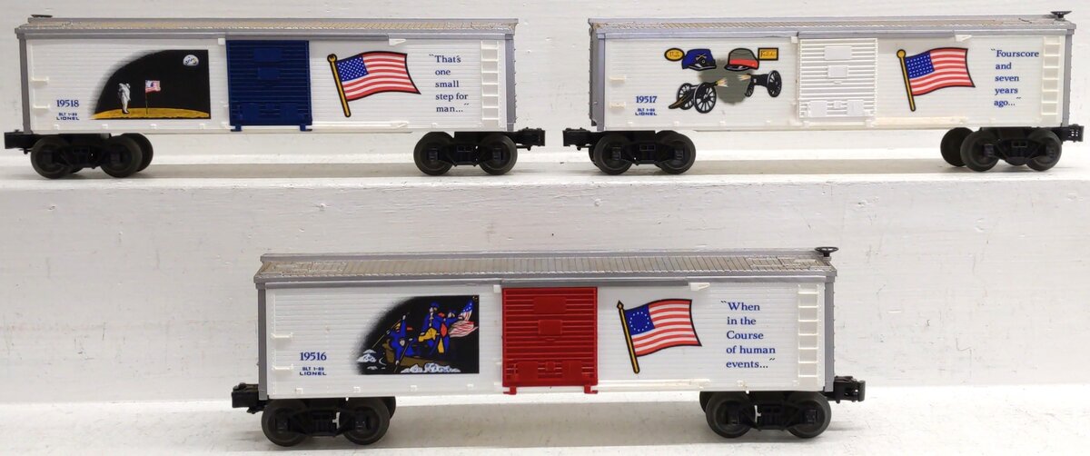 Lionel 6-19599 O Gauge Old Glory Series Boxcars (Set of 3) EX/Box