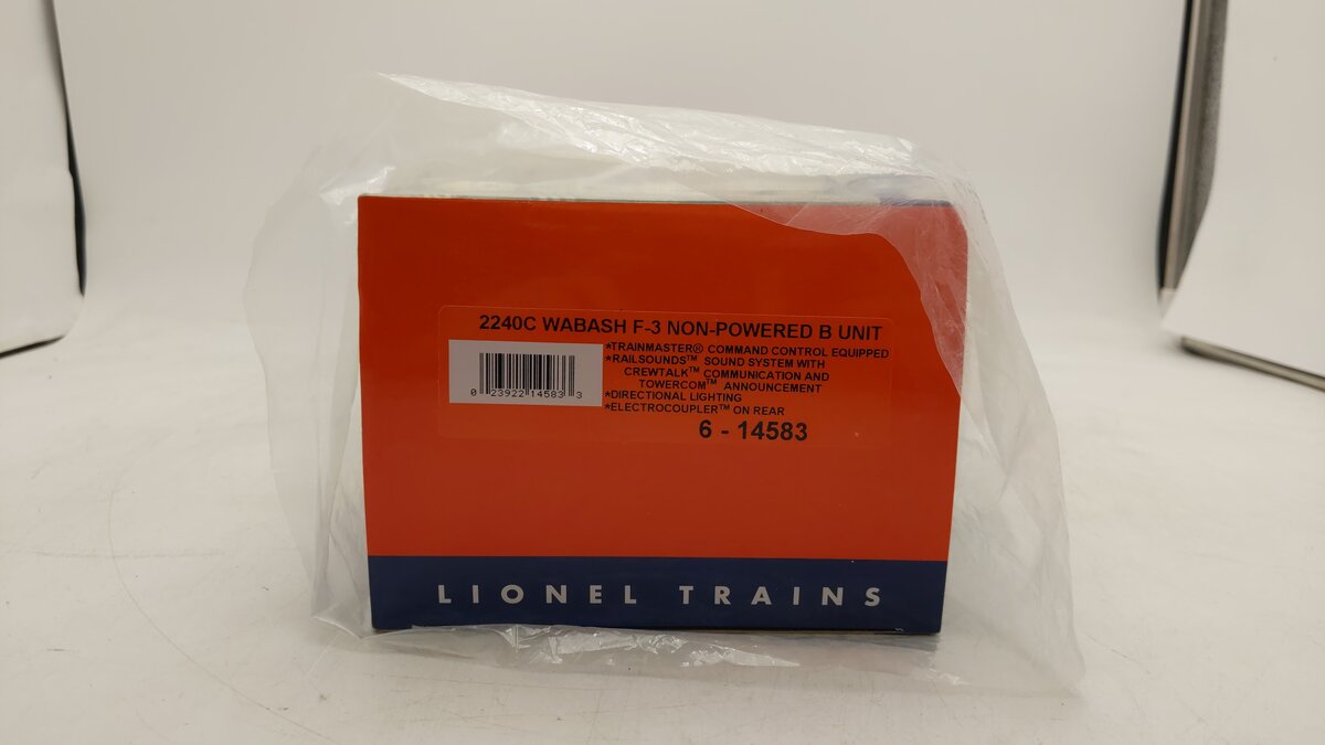 Lionel 6-14583 Wabash Non-Powered F-3 Diesel B Unit with RailSounds EX/Box