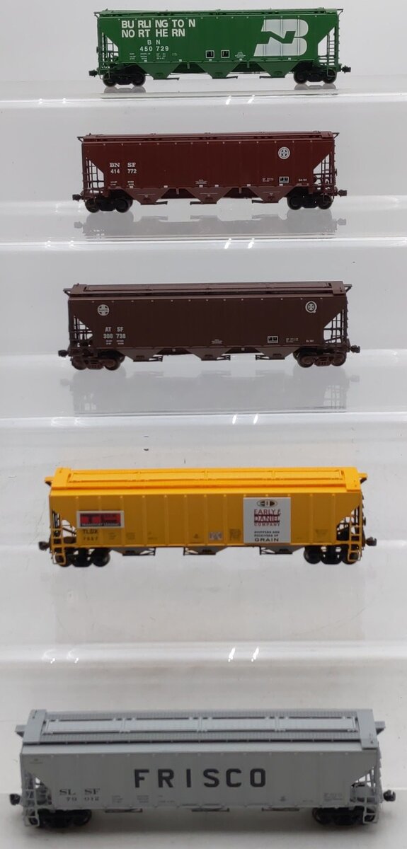 Proto 2000 HO High Side Covered Hoppers #450729, 414772, 308738, 7667, 79012 [5] EX