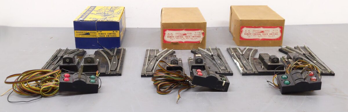 American Flyer Vintage S LH & RH Remote Control Track Switches: 720, 720A [3] VG