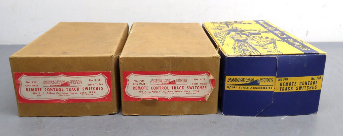 American Flyer Vintage S LH & RH Remote Control Track Switches: 720, 720A [3] VG