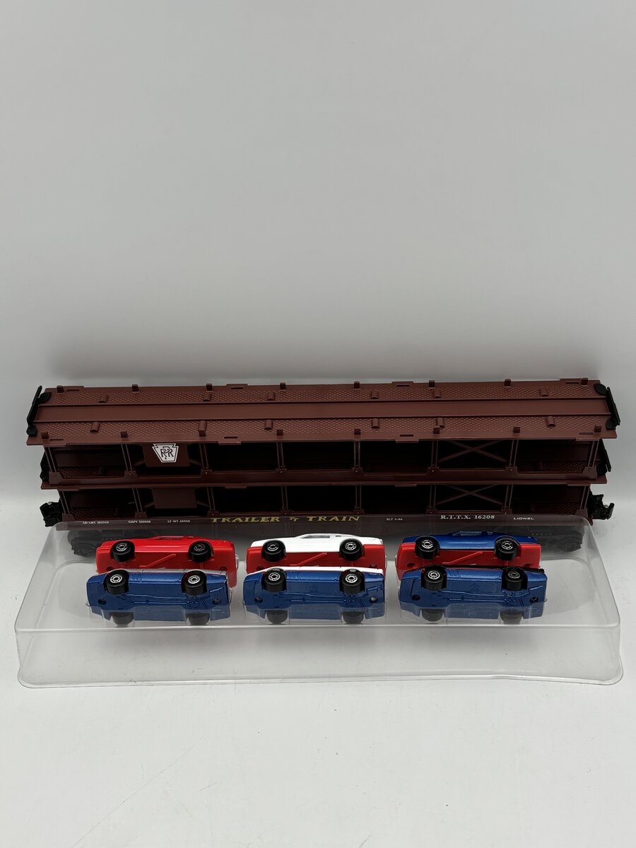 Lionel 6-16208 O Gauge Pennsylvania Railroad Auto Car with 6 Die-Cast Vehicles EX/Box