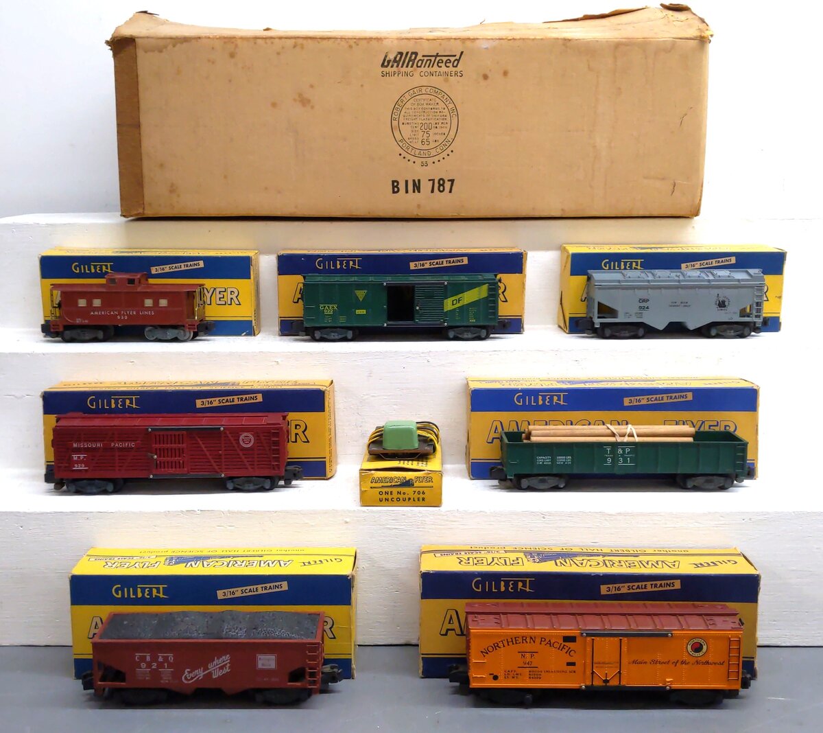 American Flyer K5358W Vintage S Challenger Freight Car Set VG/Box