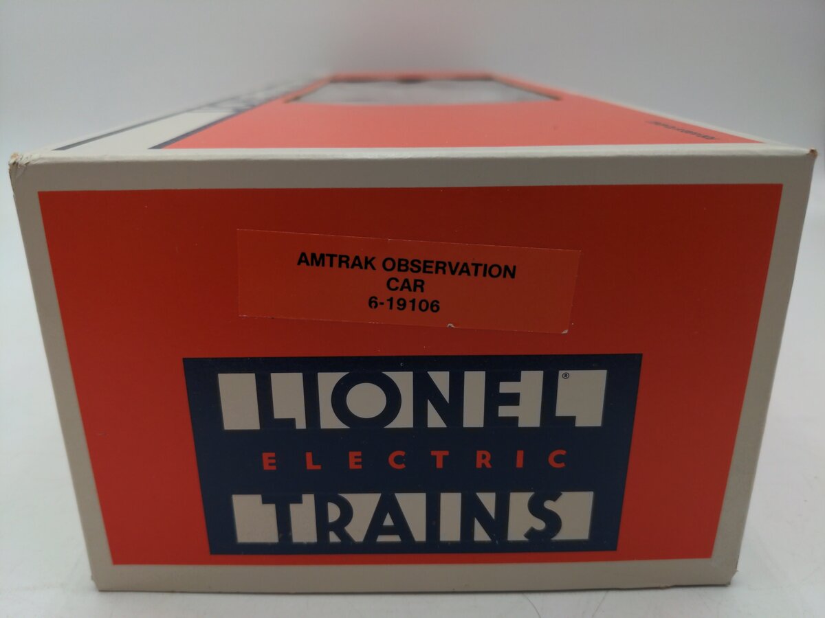 Lionel 6-19106 O Gauge Amtrak Aluminum Observation Passenger Car #9106 EX/Box