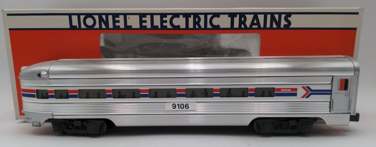 Lionel 6-19106 O Gauge Amtrak Aluminum Observation Passenger Car #9106 EX/Box