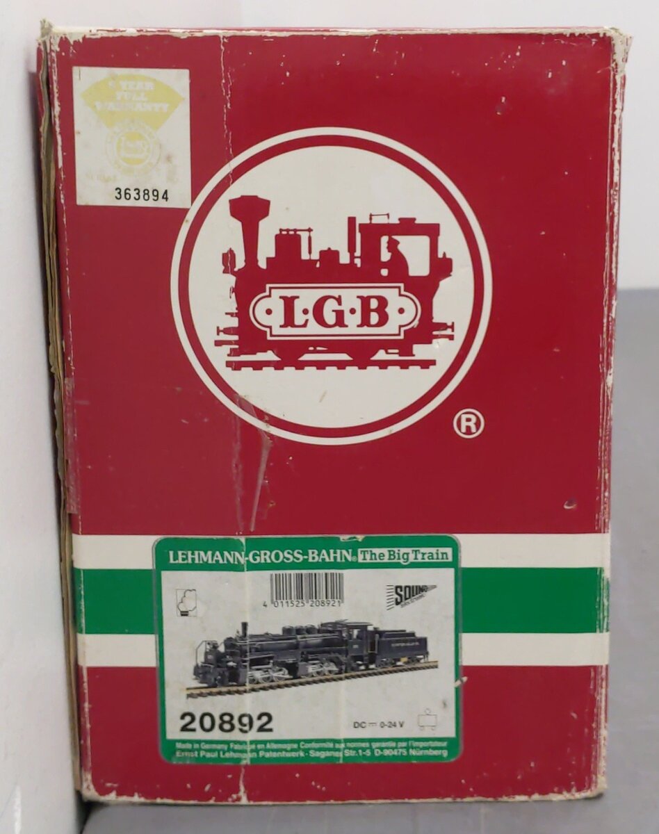 LGB 20892 G Sumpter Valley Mallet Steam Locomotive & Tender with Sound EX/Box