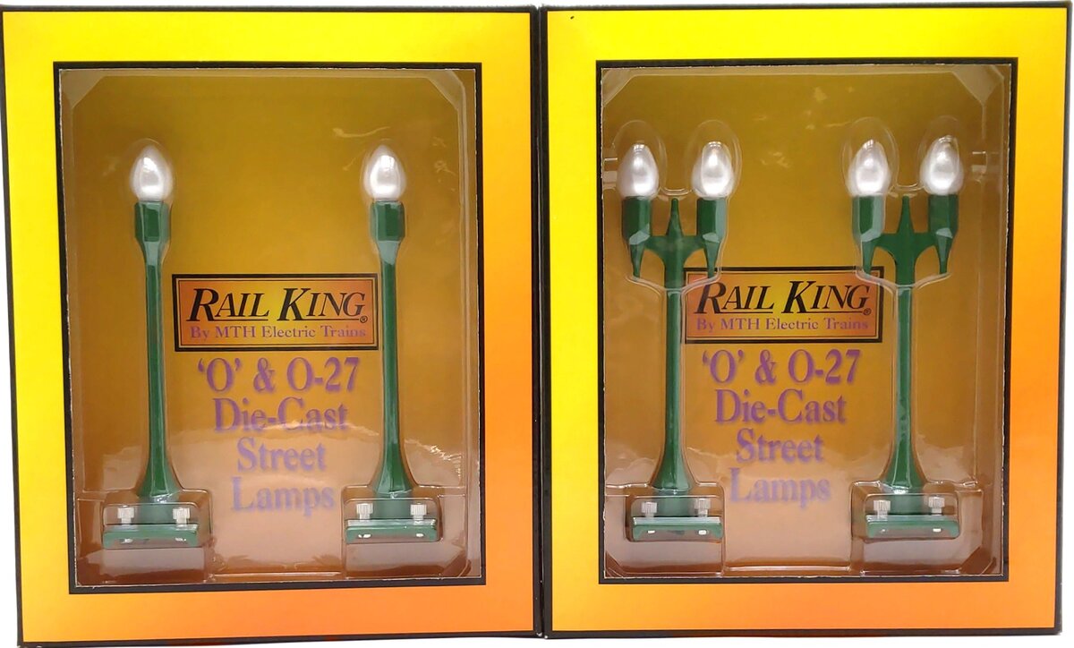 MTH O Gauge Assorted Green Lamp Posts: 580-1, 580-2 NIB