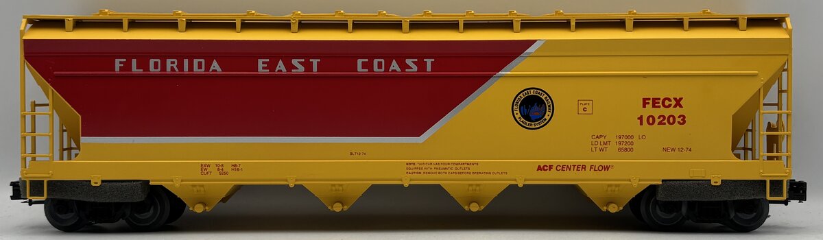 Weaver 10203 O Gauge Centerflow Hopper Florida East Coast 3-Rail LN/Box