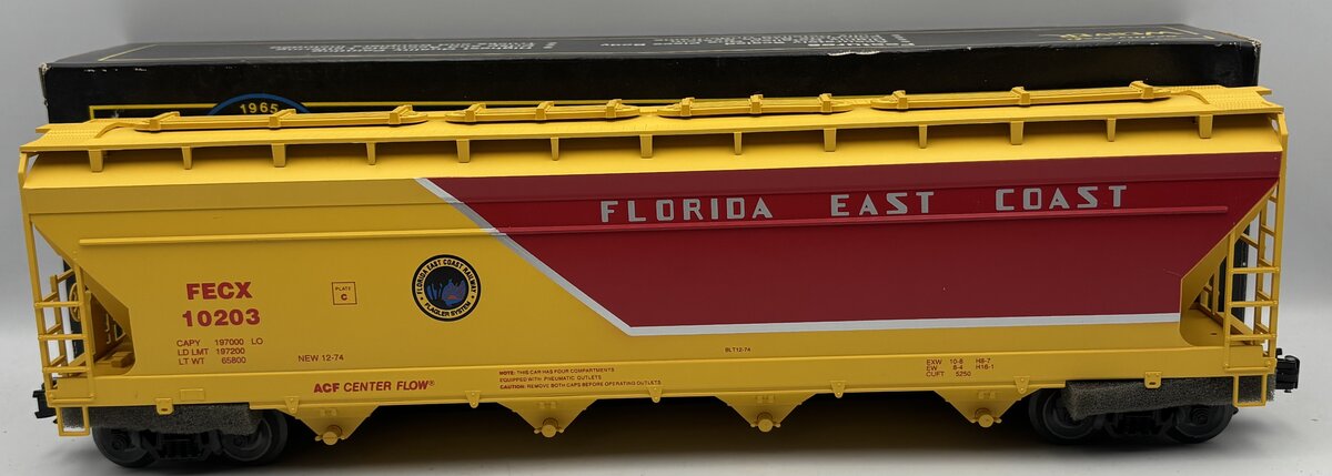 Weaver 10203 O Gauge Centerflow Hopper Florida East Coast 3-Rail LN/Box