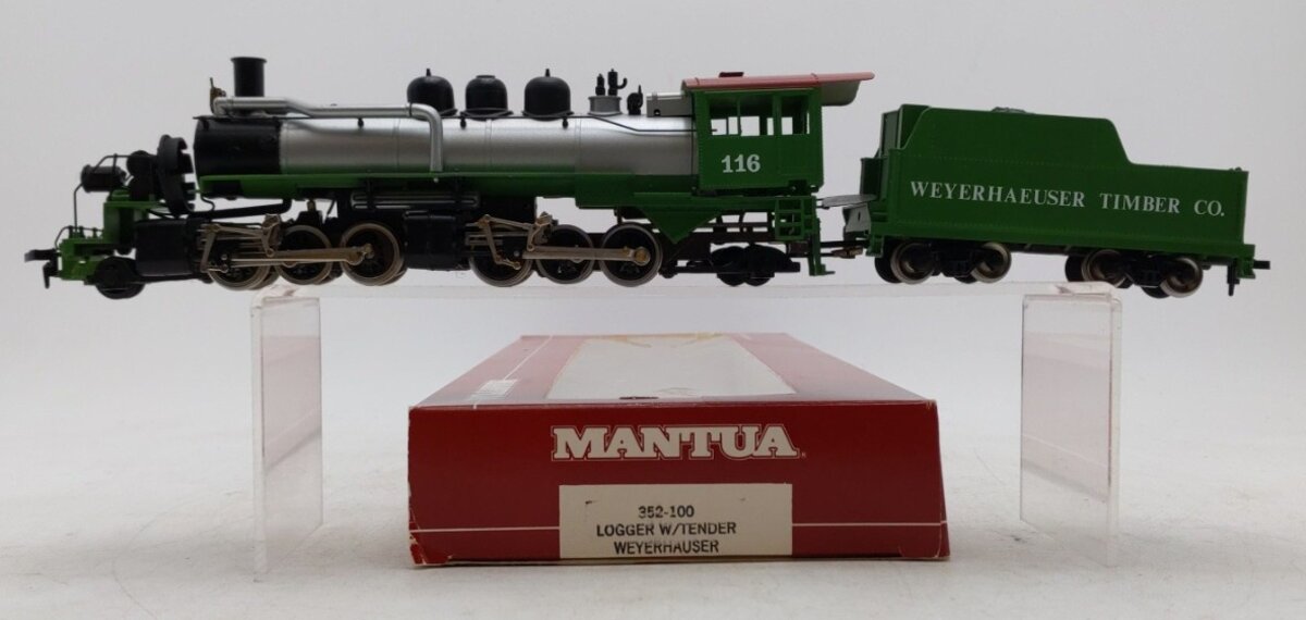 Mantua 352-100 HO Weyerhaeuser Timber Co. 2-6-6-2 Steam Locomotive & Tender #116 EX/Box