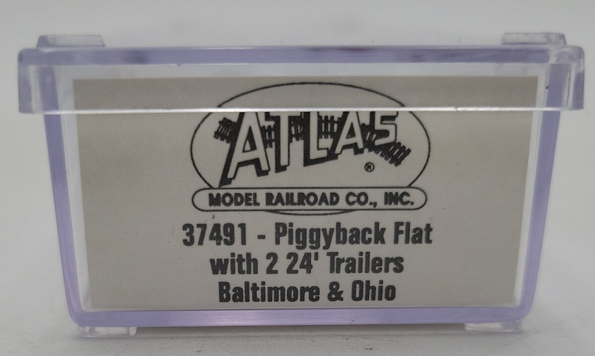 Atlas 37491 N Baltimore & Ohio Piggyback Flat Car w/ Two 24' Trailers LN/Box