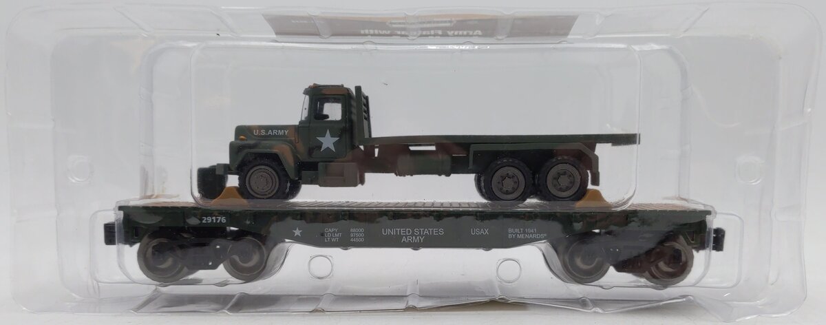 Menards 279-3572 O Gauge  U.S. Army Flat Car w/ US Army Truck NEW