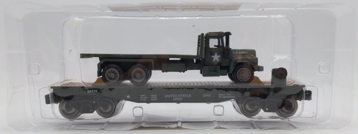 Menards 279-3572 O Gauge  U.S. Army Flat Car w/ US Army Truck NEW