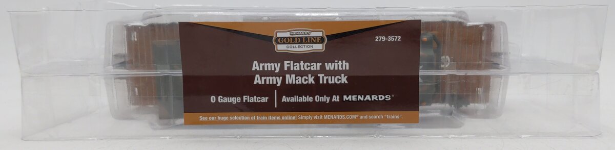 Menards 279-3572 O Gauge  U.S. Army Flat Car w/ US Army Truck NEW