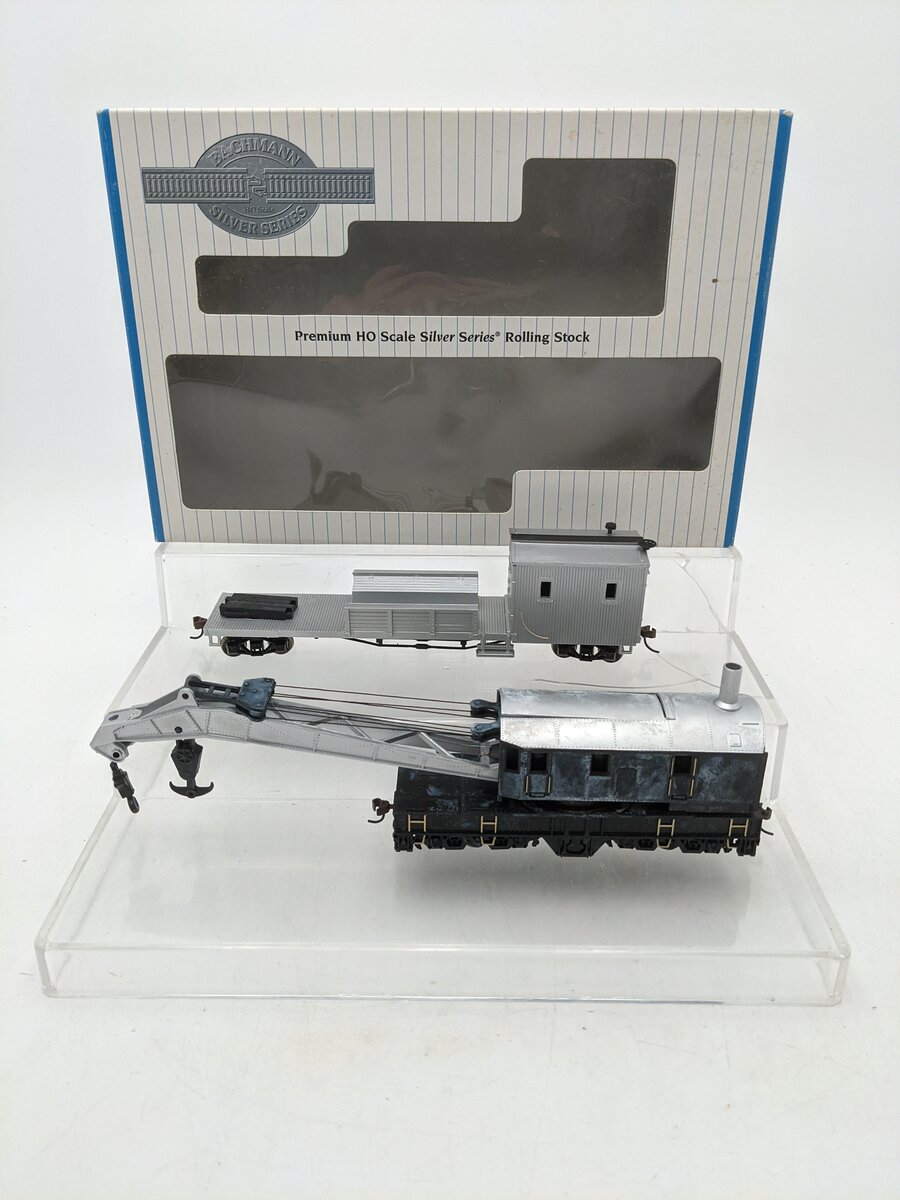 Bachmann 16149 HO Painted Unlettered 250-Ton Steam Crane Car and Boom Tender/Box