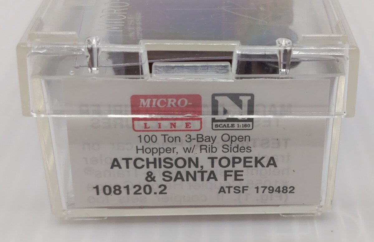 Micro-Trains 10800122 N ATSF 100 Ton 3-Bay Open Hopper w/Rib Sides #179482 LN/Box