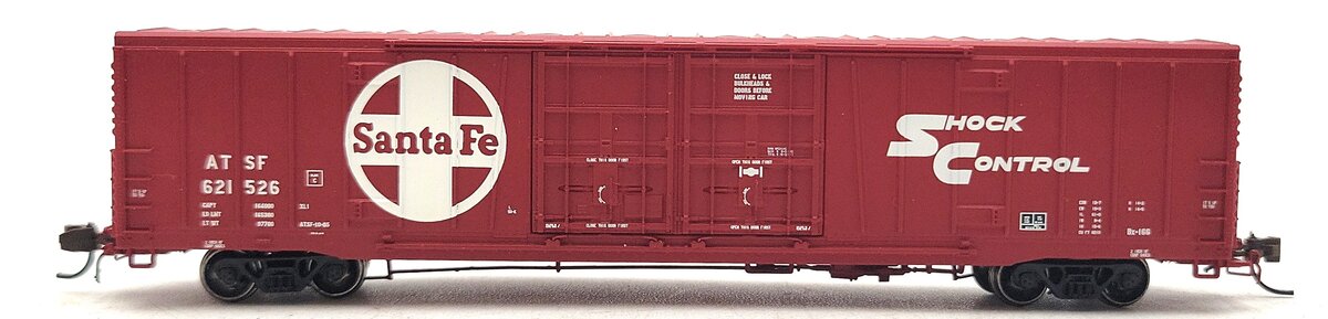 BLMA Models 18036 N Santa Fe Bx-166 60' Shock Control Double Door Boxcar #621526 LN/Box