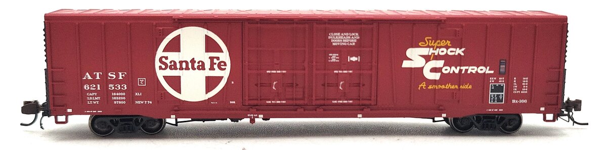 BLMA Models 18047 N Santa Fe Bx-166 60' Super Shock Control DD Boxcar #621533