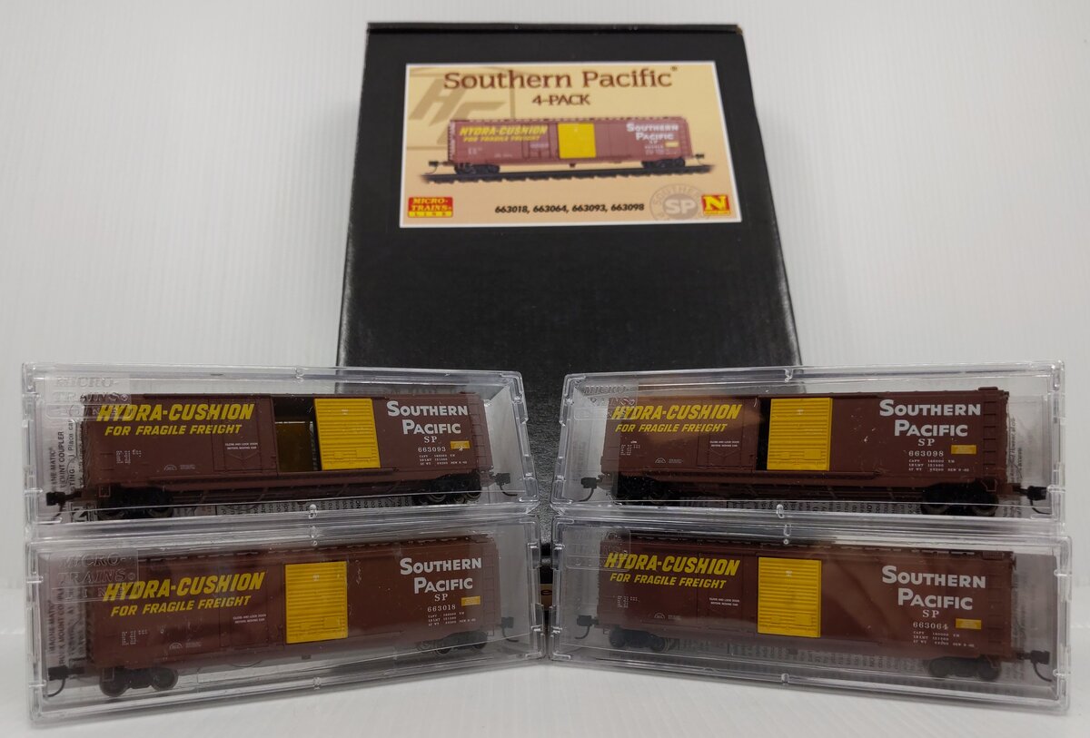 Micro-Trains 98302216 N SP 50' Standard Boxcar w/Plug & Sliding Door (Set of 4) LN/Box