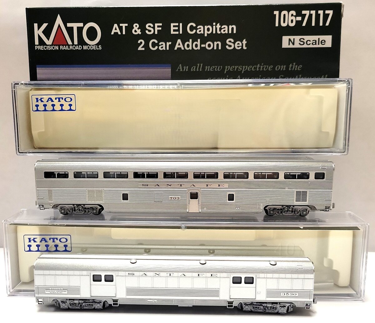 Kato 106-7117 N Santa Fe Storage Mail & Coach Passenger Car #3530,#703 LN/Box