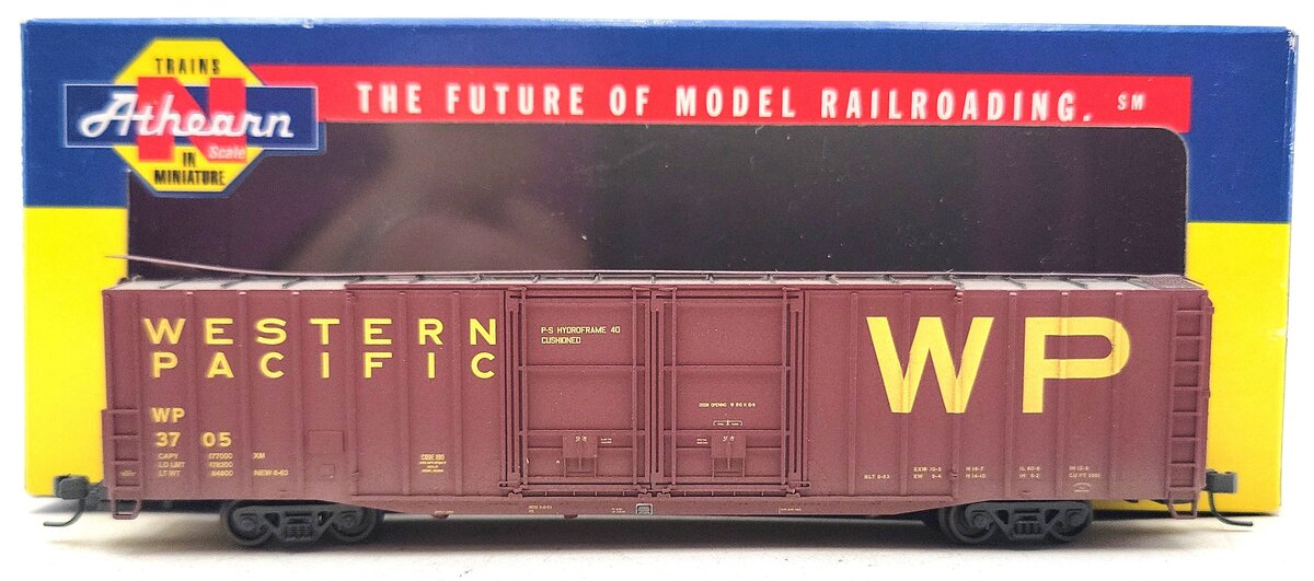 Athearn 17163 N Scale Western Pacific Weathered 60' PS Auto Boxcar #3705 EX/Box