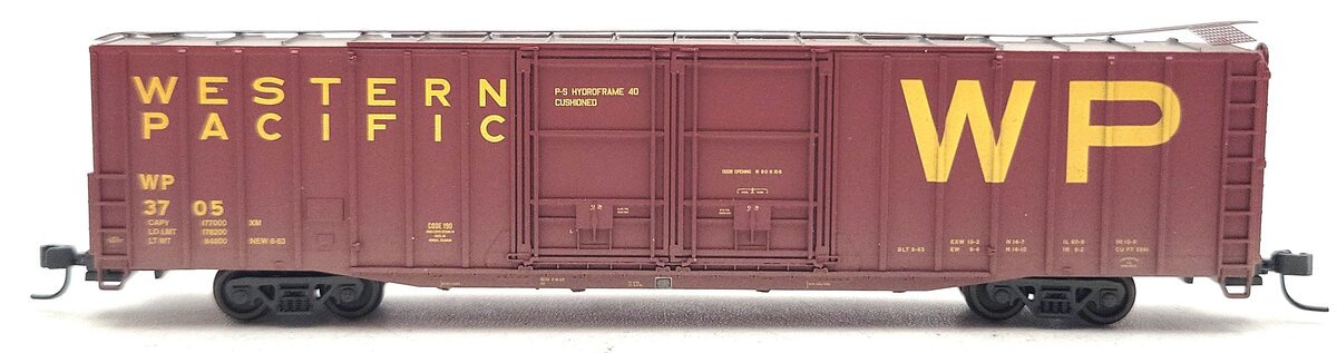 Athearn 17163 N Scale Western Pacific Weathered 60' PS Auto Boxcar #3705 EX/Box