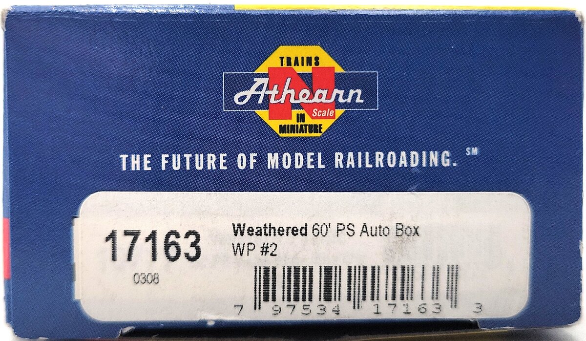 Athearn 17163 N Scale Western Pacific Weathered 60' PS Auto Boxcar #3705 EX/Box